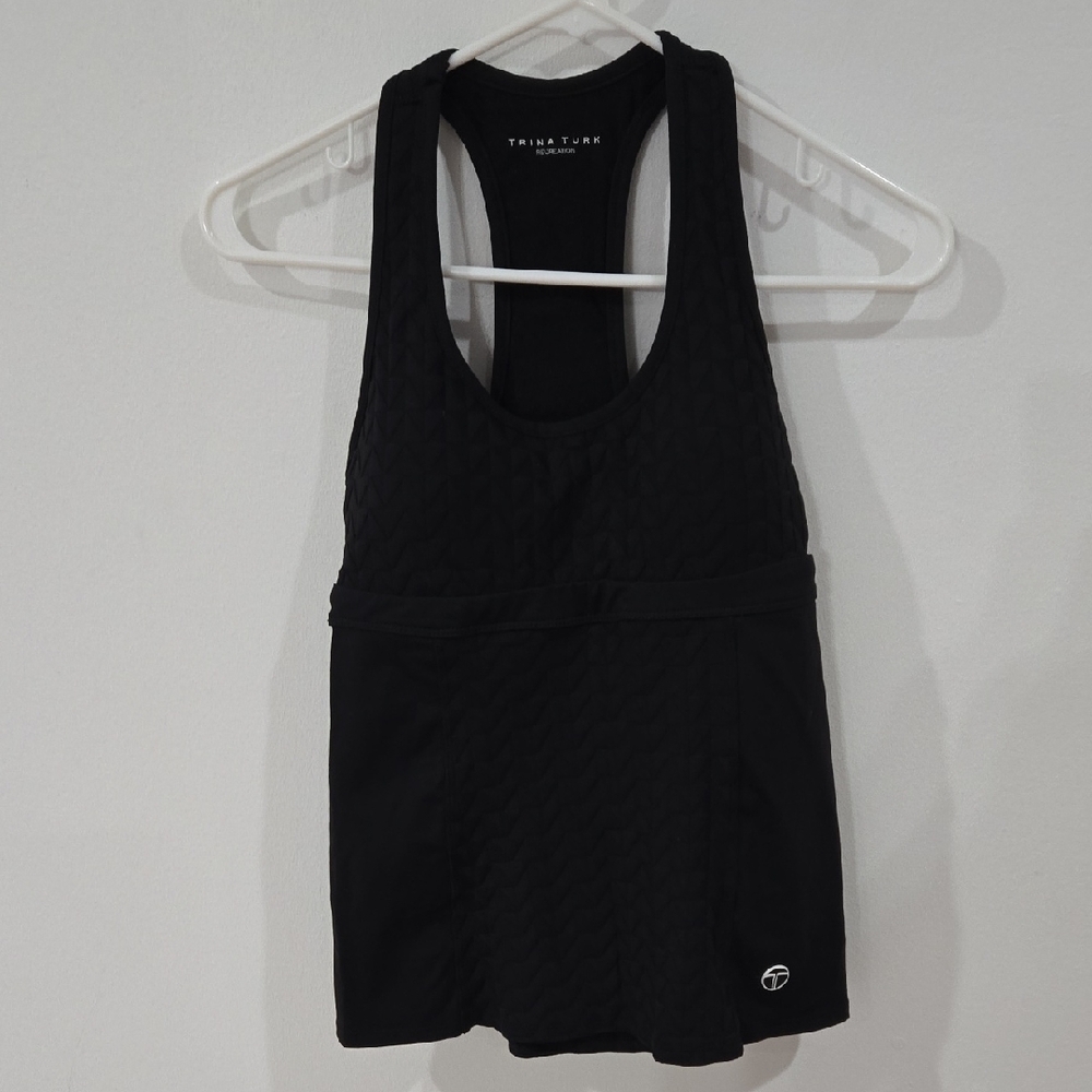 Trina Turk Recreation Sz Small Solid Black Scoop Neck Tank Top
